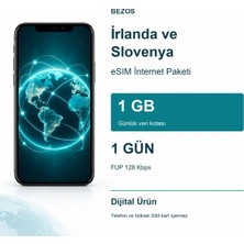 Irlanda ve Slovenya Esım Internet Paketi Günlük 1 GB 1 Gün - Fup 128 Kbps