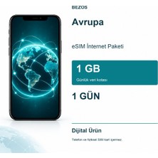 Avrupa Esım Internet Paketi Günlük 1 GB 1 Gün