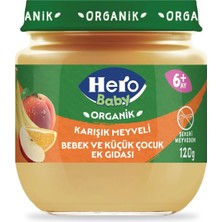 3 Adet Hero Baby Organik Karışık Meyveli Püre Kavanoz Mama 120 gr