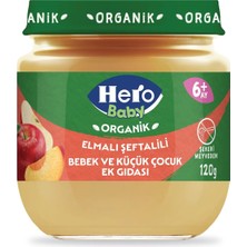 3 Adet Hero Baby Organik Elma Şeftali Kavanoz Maması 120 gr