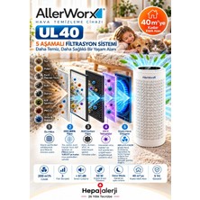 Allerworx UL40 Hava Temizleme Cihazı 40 m² UV-C Ultraviyole True HEPA Filtre (200 m³/h CADR) Air Purifier – 5 Yıl Garanti