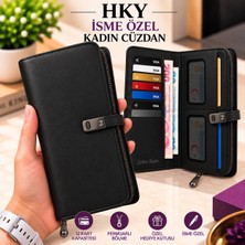 Hky Büyük Boy Kadın Cüzdan Siyah Deri Fermuarlı Çok Kullanışlı Özellikli Tasarım