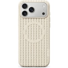 Remax Softweave Series iPhone 18 Pro Max Uyumlu Mıknatıslı Örgü Desen Nefes Alan Tpu Kılıf Rmc-7 - Beyaz