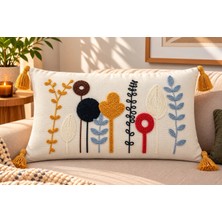 Fuens Punch Nakışlı Kırlent Kılıfı Yüksek Kalite Keten Kumaş - 35*50 cm PUNCH060D