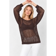 Etki Moda Kadın Pileli Transparan Bürümcük Triko Bluz