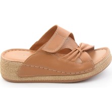 Bambi Tan Genuine Leather Women's Slippers K04474000203
