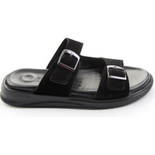Bambi Black Genuine Leather Men's Slippers E04433080402