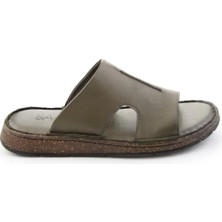 Bambi Khaki Genuine Leather Men's Slippers E04433011303