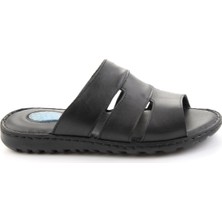 Bambi Black Genuine Leather Men's Slippers E04437184603