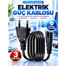 3 Metre İki Pinli Teyp Fişi, Led Tv, Ps2, Ps3, Ps4, Ps5, Xbox,Tv, Işıldak,Yazıcı Makinaları İçin Uyumlu Güç Kablosu