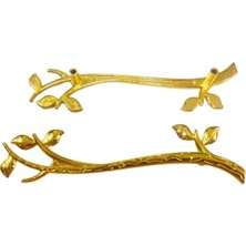 Depposite Defne Zamak Epoksi Tepsi Kulpu Ağaç Desenli Model Dekoratif Kulp (2 Adet) Gold