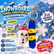 Dinç Spor Snowboard Temalı 3’lü Anahtarlık Seti – Kardan Adam, Snowboard ve Kar Tanesi