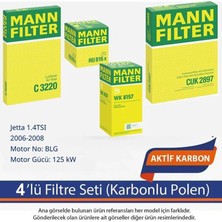 Netparset Volkswagen Jetta 1.4tsı 2006-2008 Mann 4'lü Filtre Seti (Karbonlu Polen)-Blg