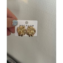 Çelik Vintage Küpe Düğüm Modeli Burgu Figürlü Gold Küpe