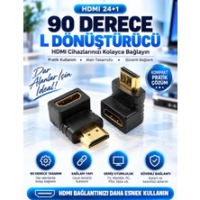 Hdmı  90 Köşe Dirsek Uzatma Çevirici Dişi Erkek L Adaptör Ses Görüntü Aktarımı Dik Açı
