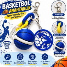 Dinç Spor Ürün Adı  Basketbol Temalı Anahtarlık – 3D Basketbol Topu, Smaç Figürü ve Renkli Zincir