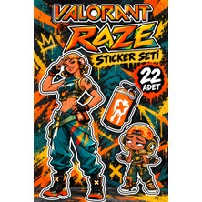 Star Figür Valorant Raze Sticker Seti 22 Adet | Oyun Temalı Çıkartma