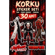 Star Figür Saw Freddy Krueger Terrifier Korku Sticker Seti 30 Adet | Korku Filmi Çıkartmaları