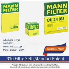 Netparset Seat Alhambra 1.4tsı 2015-2022 Mann 3'lü Filtre Seti (Standart Polen)-Czd-Djk