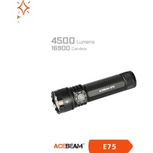 Acebeam E75 Yüksek Performanslı Tactical El Feneri – 4500 Lümen, 6500K Cool White (4 x Tn Led)