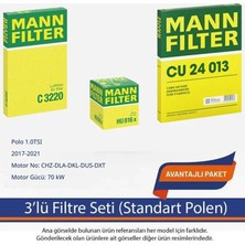 Netparset Volkswagen Polo 1.0tsı 2017-2021 Mann 3'lü Filtre Seti (Standart Polen)-Chz-Dla-Dkl-Dus-Dxt