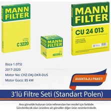 Netparset Seat Ibiza 1.0tsı 2017-2020 Mann 3'lü Filtre Seti (Standart Polen)-Chz-Dkj-Dkr-Dus