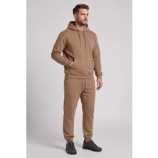Machi Makiteks Erkek Kahve Kapüşonlu Kanguru Cepli Eşofman Takımı Paçası Lastikli Rahat Kalıp Spor Takım - Sweatshirt ve Eşofman Altı Ikili Takım