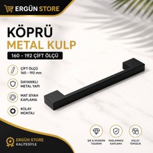 Ergün Store Köprü Metal Lüks Modern Mobilya Dolap Kulpu Siyah (Ölçü 160-192) 4 Adet