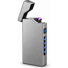 Valkyrie X9 USB Şarjlı Elektronik Ark Çakmak Pil Göstergeli Alevsiz Rüzgara Dayanıklı Gümüş