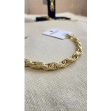 CM Jewelry Premium Gold Örgü Zincir Kadın Bileklik – Şık ve Zarif Tasarım