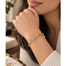 Ayen Accessories Kadın Gold Renk Çelik Zincir Bileklik – Şık Zarif Modern Tasarım Günlük Takı