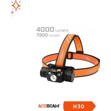 Acebeam H30 Cool White 6500K 4000 Lümen Kırmızı & Yeşil Yardımcı Led’li Şarj Edilebilir Kafa Feneri