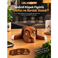 Sevimli Köpek Figürlü Telefon ve Bardak Standı | 3D Baskı Dekoratif Masa Standı | Çok Amaçlı Telefon Tutucu Bardaklık