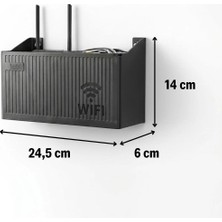 Emt Pazarlama® Duvar Tipi Wi-Fi Modem Saklama Kutusu(Siyah) – Kablo Düzenleyici Router Raf Organizer