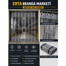 Erta 2,90  Metre x 2.50 Metre Şeffaf Pvc Branda Perde 0,80 mm Kapsüllü Sanayi Oto Yıkama Kafe Veranda Teras