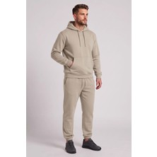 Machi Makiteks Erkek Taş Kapüşonlu Kanguru Cepli Eşofman Takımı Paçası Lastikli Rahat Kalıp Spor Takım - Sweatshirt ve Eşofman Altı Ikili Takım