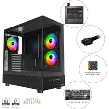 Die Grup Tr Xr Cam Panel Oyuncu Kasası Siyah + Alpha 80+ Bronze 850W Atx 3.1 Gen5.1 Psu + 6 Port Fan & Argb Kontrolcü