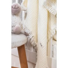Die Grup Tr Müslin 4 Katlı Bebek Battaniyesi 110CM x 110CM%100 Doğal Organik Pamuk, Ekru Renk