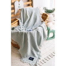 Die Grup Tr Eıfın 4 Katlı Müslin Çok Amaçlı Bebek&çocuk Müslin Örtü BATTANIYE%100 Pamuk 110X120CM (Mavi)
