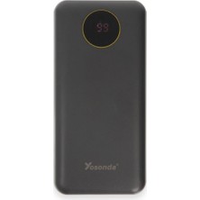 Die Grup Tr Yosonda LED Ekranlı 30000MAH Powerbank 4in1 Dahili Micro Usb, Type-C, Lightning ve Usb-A Kablosu YXD-A70 (Siyah - YXD-A70)