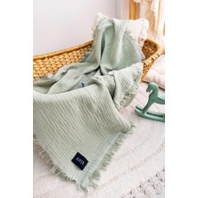 Die Grup Tr Eıfın 4 Katlı Müslin Çok Amaçlı Bebek&çocuk Müslin Örtü BATTANIYE%100 Pamuk 110X120CM (Yeşil)