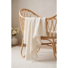Die Grup Tr Çift Katlı Müslin Bebek Pike Örtü Yenidoğan Battaniyesi 85X95 cm Bebek Pikesi Puset Örtüsü Ekru