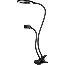 Die Grup Tr LED Ring Light With Phone Holder, Flexible Gooseneck Clamp Stand – 3 Light Modes, Dimmable Desk Video Light For Live Streaming, Makeup, Zoom Calls, Content Creators