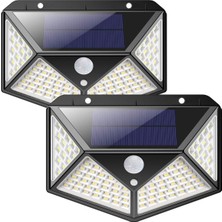 Die Grup Tr Dış Mekan Için Solar Lambalar, 270° Dört Taraflı Aydınlatma - 2200MAH, 100 LED Güneş Enerjili Lamba, Hareket Sensörlü, Su Geçirmez, Duvar Lambası, Güneş Enerjili Dış Mekan Lambası, Bahçe, Avlu Için
