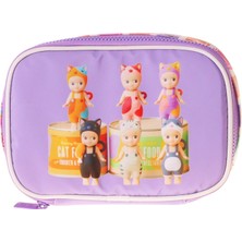 Die Grup Tr Kids Cat Life Baskılı Mor - Krem Kız Çocuk Organizer Kalem Çantası - Kalemlik - L5296