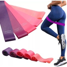 Die Grup Tr Aerobik Band Pilates Plates Yoga Fitness Squat Çalışma Lastiği Latex Egzersiz Pembe Tek Ebat, SET5LİREN