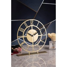 Die Grup Tr Bunnela Metal Gold/eskitme Masa Üstü Saati 25X23CM Mms-M MYK1303-3