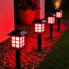 Die Grup Tr Tech Hlyos 2 Adet 5W Solar Bahçe Lambası 38 Cm, Güneş Enerjili Dekoratif Dış Mekan Aydınlatması, Su Geçirmez, Otomatik Sensörlü Peyzaj Lambası, Balkon, Teras, Veranda, Yürüyüş Yolu (Kırmızı Led)