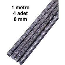 Die Grup Tr 8mm Nervürlü Inşaat Demiri 1 Metre 4 Adet - Çelik Çubuk, Demir Çubuk, Destek Demiri - Tadilat, Bahçe Düzenlemesi, Bahçe Çiti, Köpek Kulübesi ve Genel Amaçlı Kullanım Için