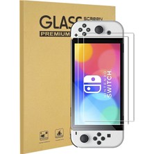 Die Grup Tr Nintendo Switch OLED Model 2021 ile Uyumlu 2'li Paket Temperli Cam Ekran Koruyucu, Ultra Net ve 9h Sertlik ve Çizilmeye Dayanıklı ve Kolay Kurulum